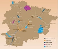 carte Andorre zones de pêche et la taille des poissons qui peuvent être pêchés