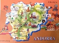 Carte décorative d'Andorre avec des illustrations