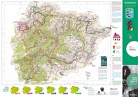 Grande carte d'Andorre avec les sentiers GR, les refuges et les cabanes²