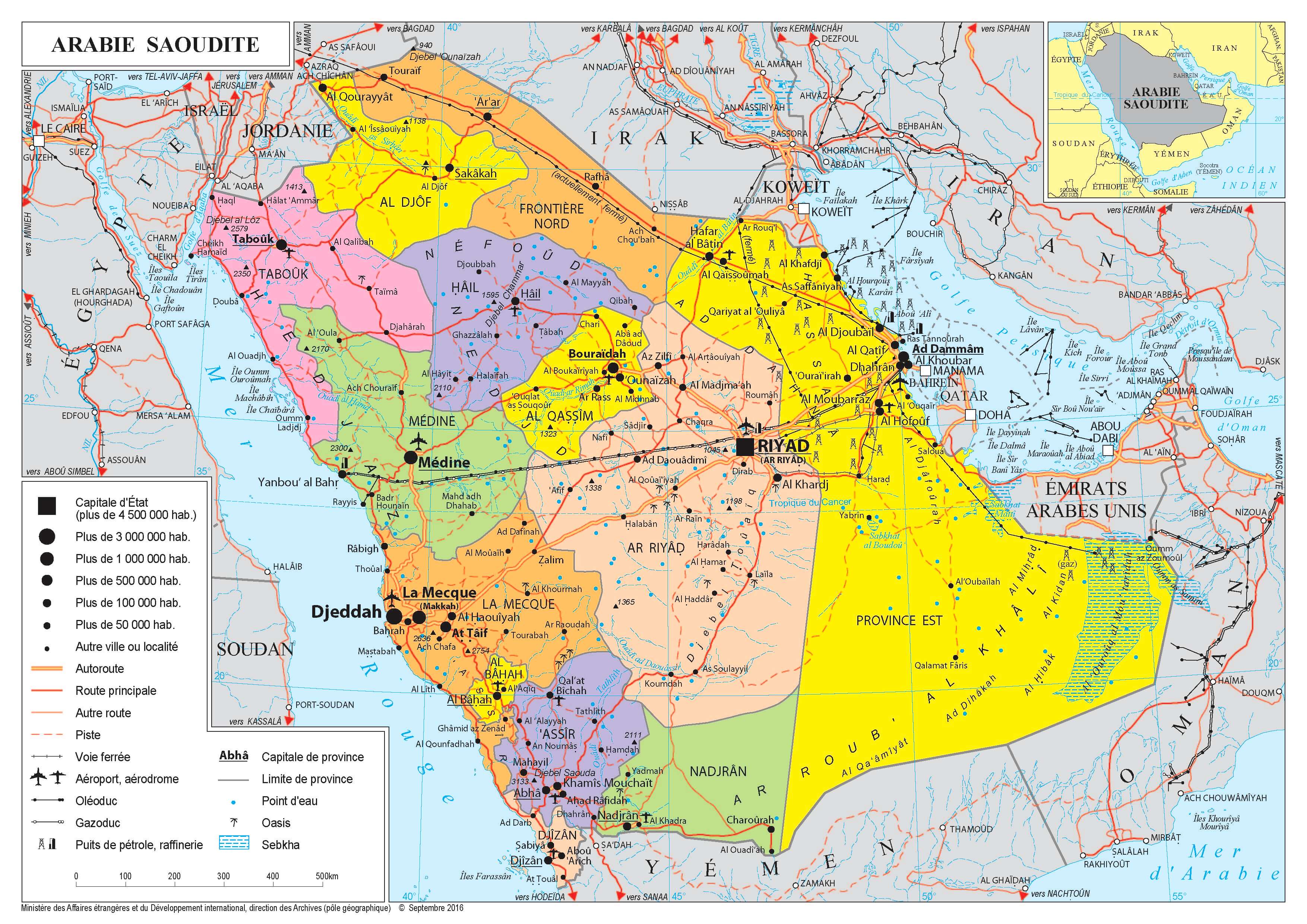 Carte de l'Arabie saoudite