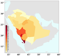 carte Arabie saoudite densité population