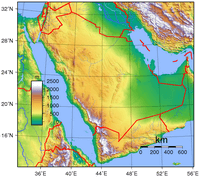 carte relief altitude Arabie saoudite