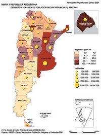 Carte Argentine densité population province villes