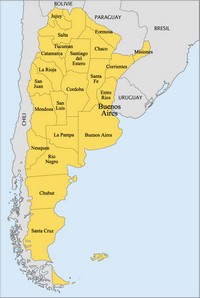 Carte de l'Argentine avec les états et la capitale