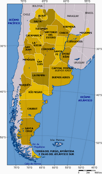 Carte de l'Argentine avec les provinces