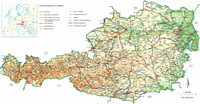 Carte de l'Autriche carte routière avec les routes, les autoroutes, les aéroports et le type de route