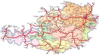 Carte Autriche avec les trains, le réseau ferroviaire