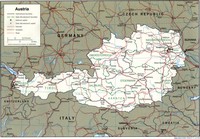 Carte de l'Autriche avec les villes, les routes, les autoroutes et les chemins de fer
