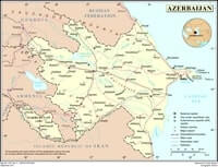 Carte Azerbaïdjan villes routes rivières