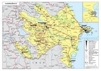 Grande carte Azerbaïdjan villes routes autoroutes parcs nationaux