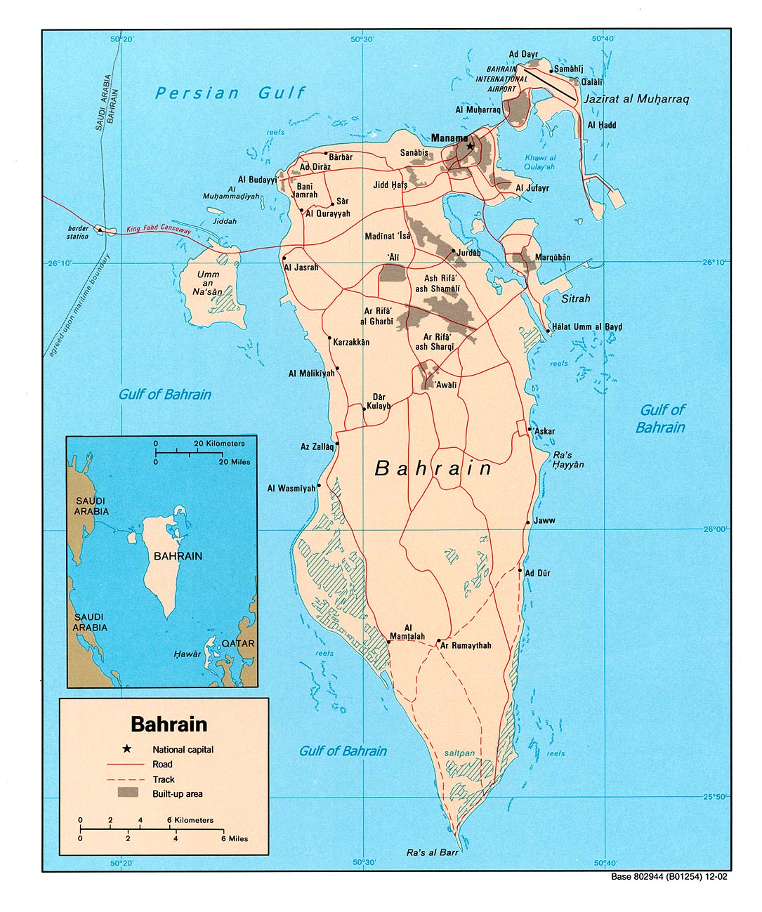 Carte de Bahreïn.