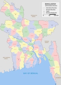 carte Bangladesh districts
