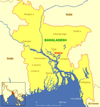 Carte du Bangladesh avec l'échelle