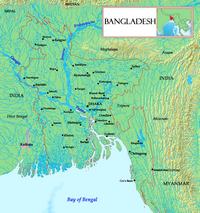 Carte du Bangladesh avec l'hydrographie