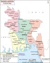 Carte du Bangladesh politique avec les régions et les provinces