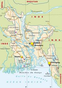 Carte du Bangladesh touristique avec les routes et les aéroports