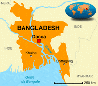 Carte du Bangladesh avec la position du pays dans le monde