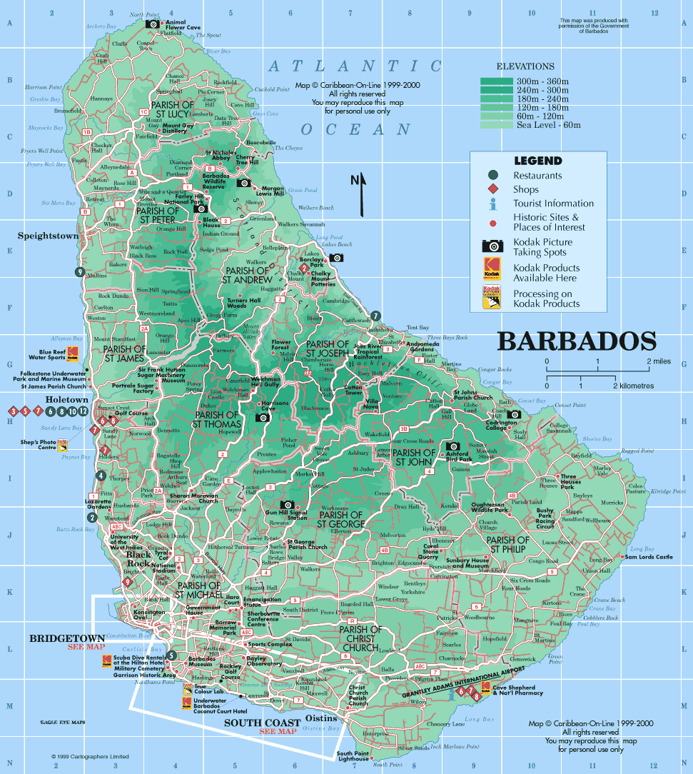 Carte de la Barbade.