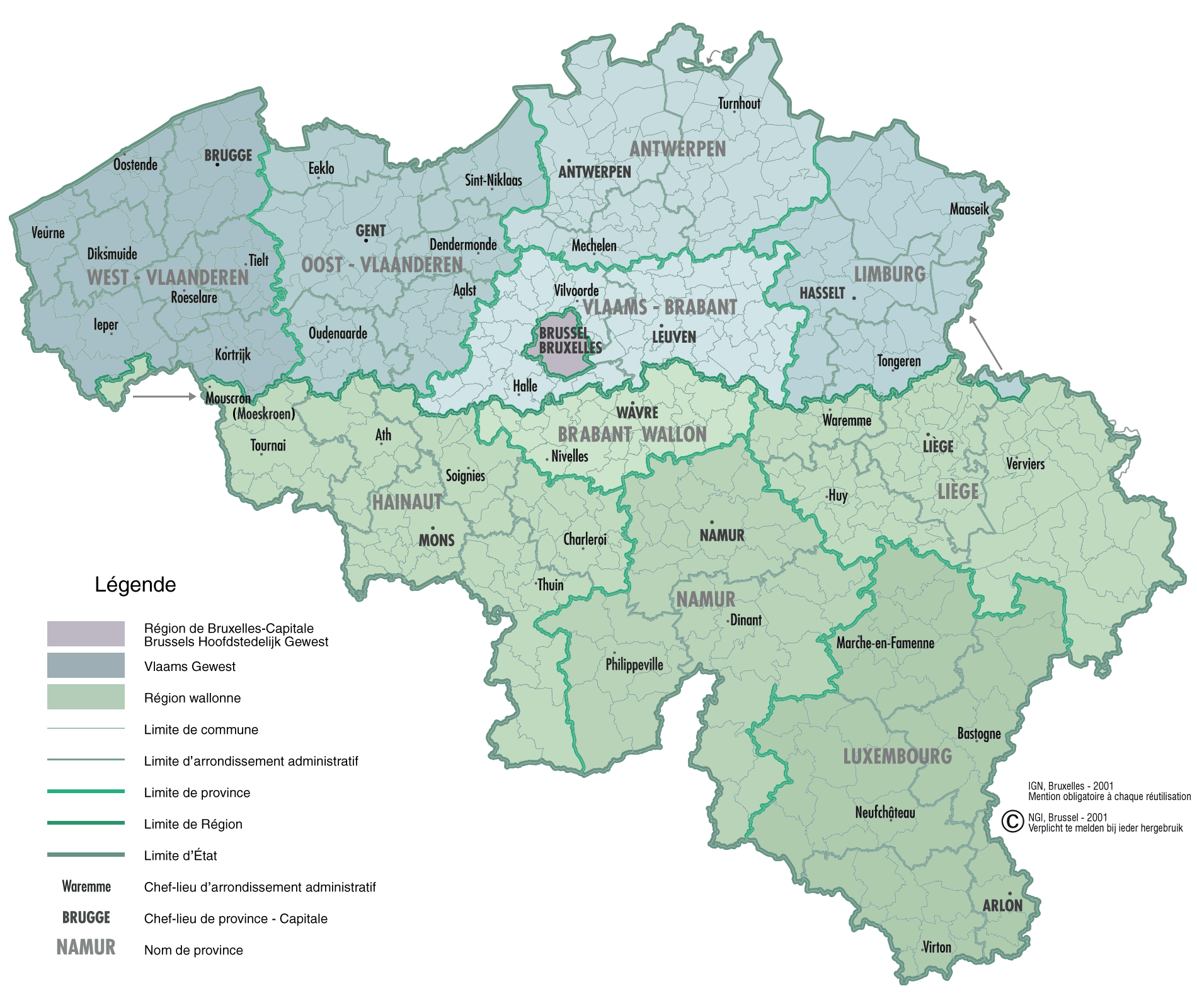 carte de belgique détaillé