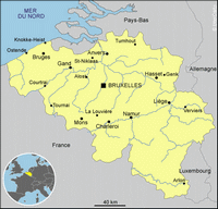 Carte de la Belgique simple avec les villes