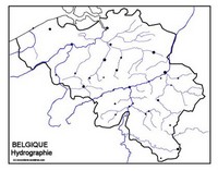 Carte de la Belgique vierge avec l'hydrographie