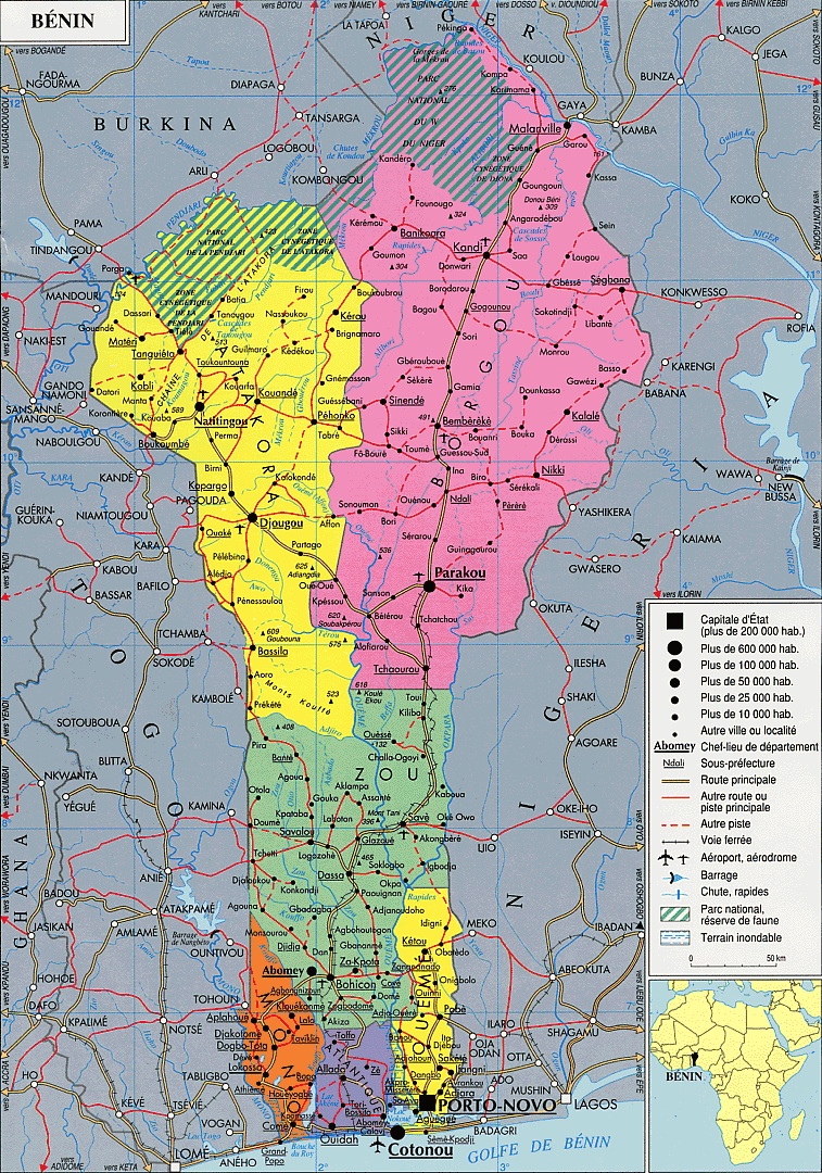 Carte du Bénin.