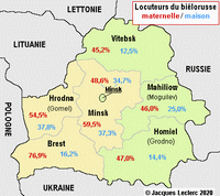 Carte de la Biélorussie carte linguistique du Biélorusse