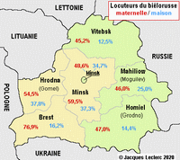 carte Biélorussie carte linguistique du Biélorusse