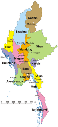 Carte Birmanie région