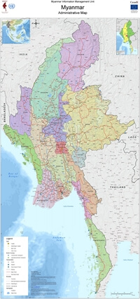 grande carte routière Birmanie route