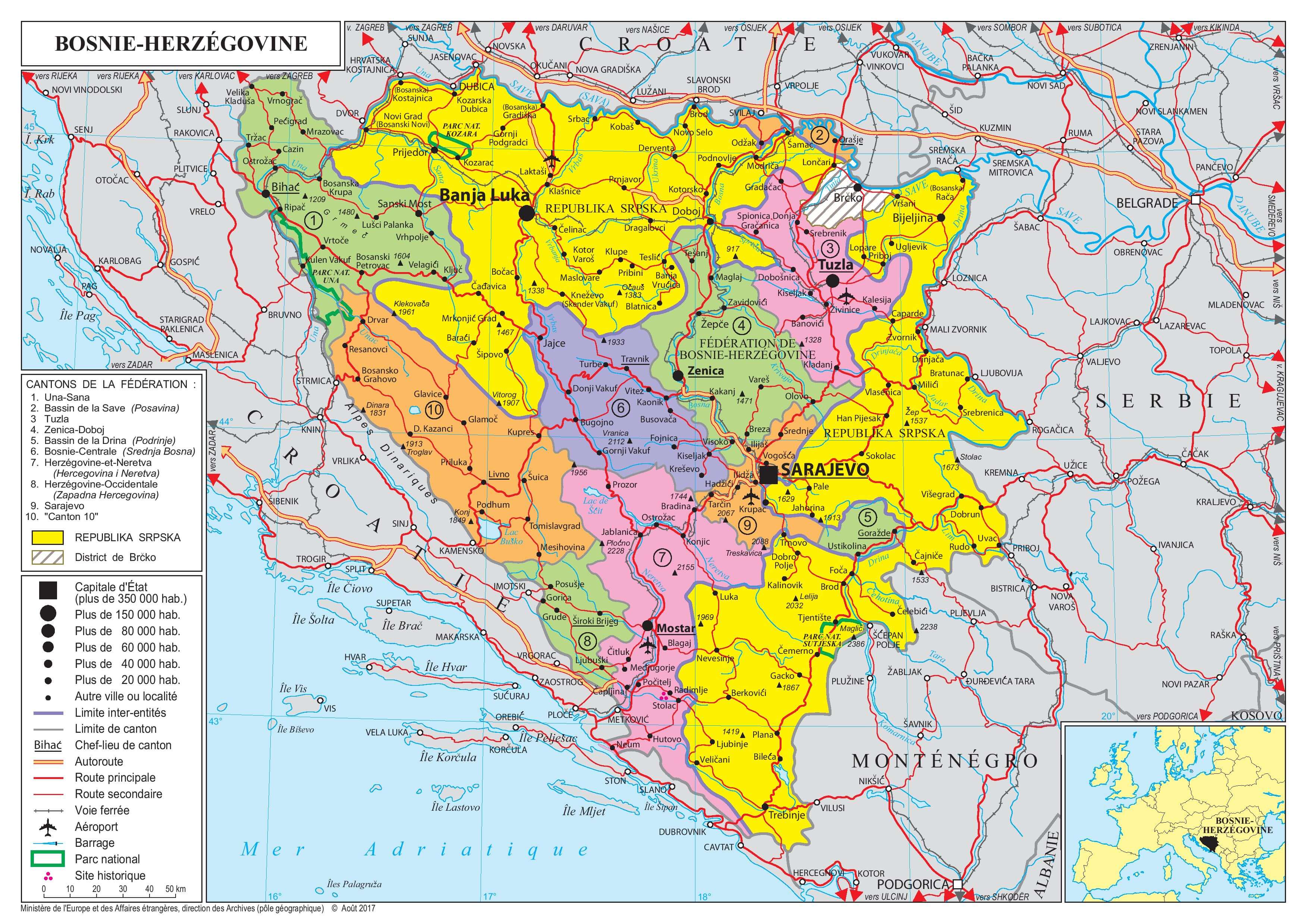carte Bosnie-Herzégovine