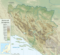 carte relief altitude Bosnie Herzégovine