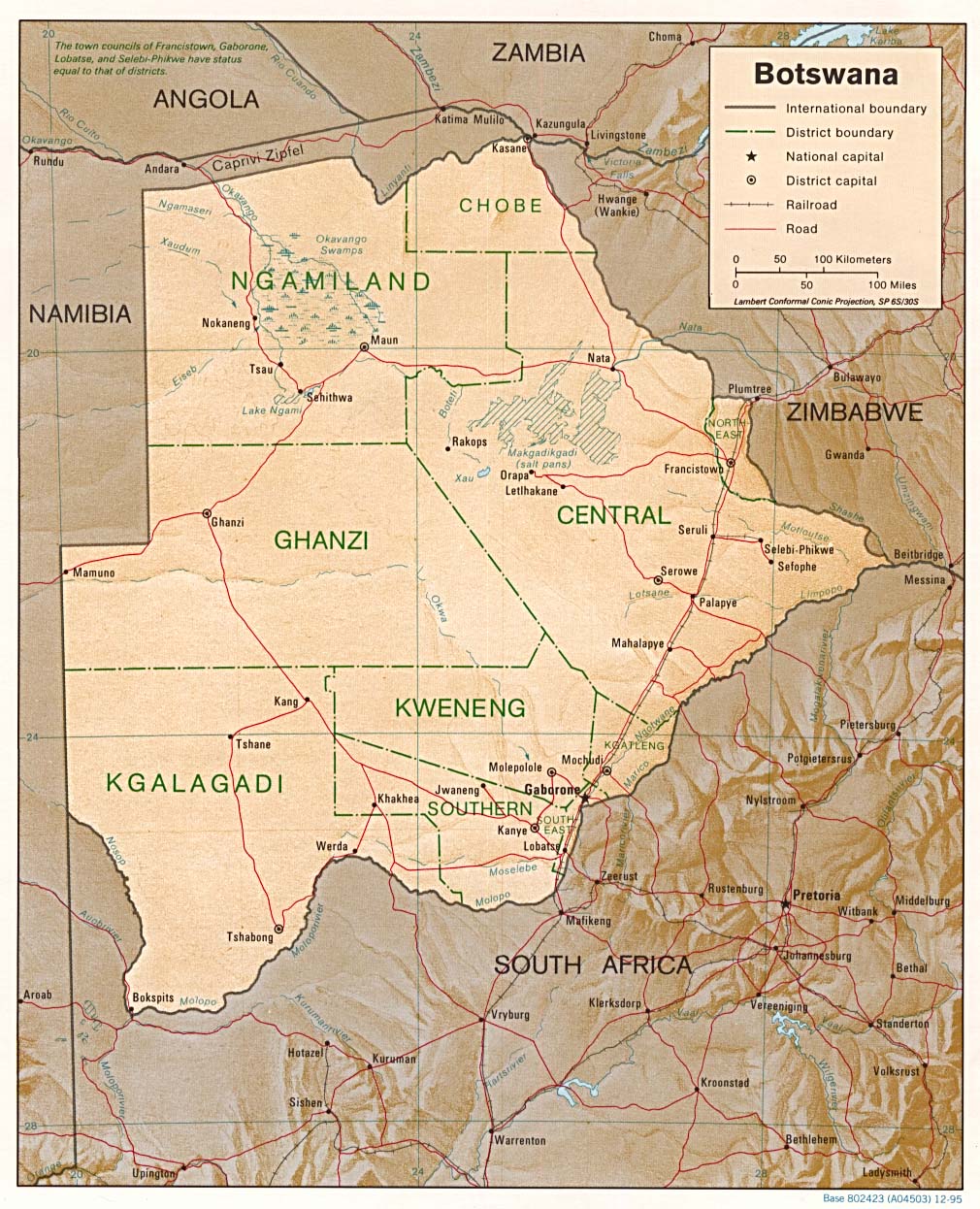 Carte du Botswana.