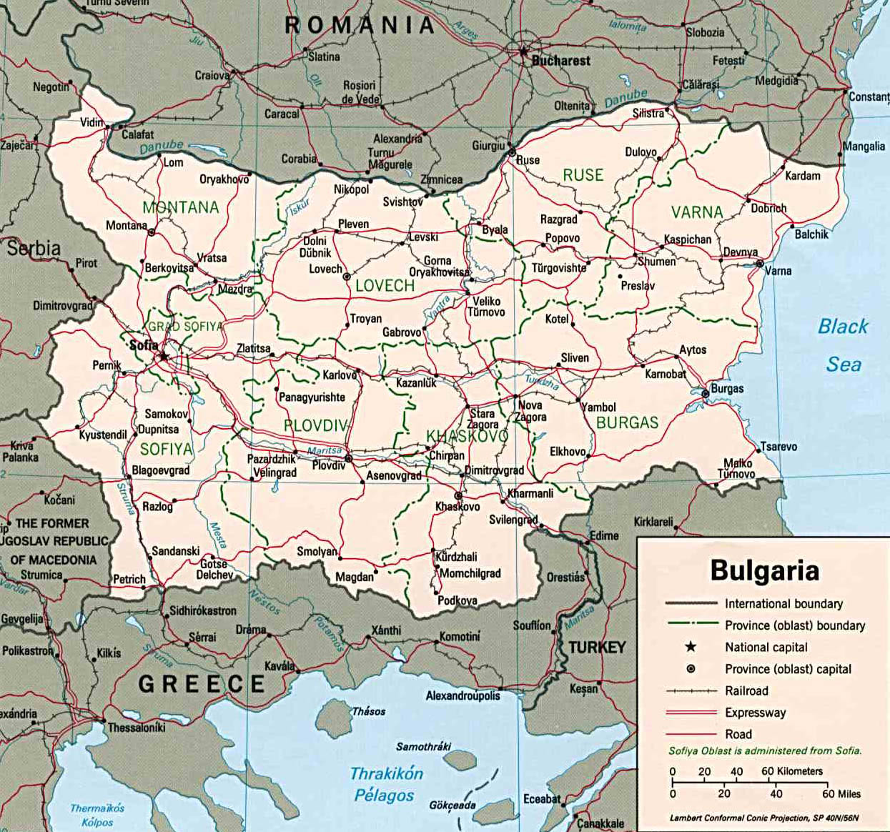 Carte de la Bulgarie.