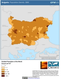 carte Bulgarie densité population