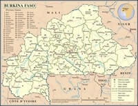 Carte Burkina Faso provinces chefs-lieux rivières