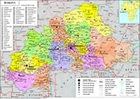 Carte Burkina Faso taille des villes routes pistes aéroports hydrographie