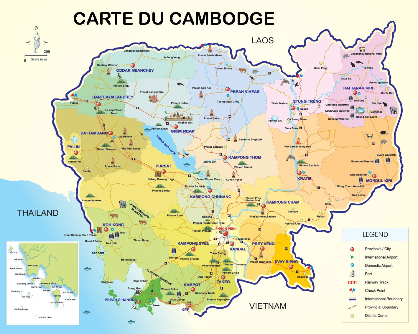 carte detaillee du cambodge