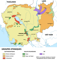 Carte du Cambodge avec les différents groupes ethniques