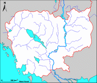 Carte du Cambodge fond de carte vierge avec le réseau hydrographique