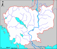 carte Cambodge fond de carte vierge avec le réseau hydrographique