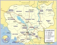 Carte du Cambodge grande carte détaillée avec les routes, les chemins de fer, les aéroports et les rivières