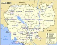 Grande carte du Cambodge avec les provinces, les villes, les aéroports et les routes