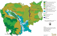 Carte du Cambodge avec le type de végétation et les forêts