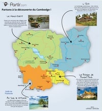 Carte du Cambodge avec les villes et des informations touristiques