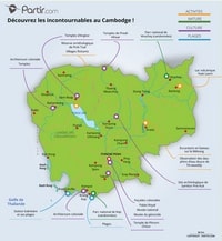 carte Cambodge villes sites touristiques importants