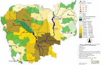 carte Cambodge zones protégées et le nombre d'habitants par province