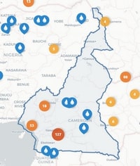 Carte Cameroun fontaines eau potable