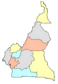 Carte Cameroun vierge régions couleur