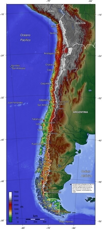carte Chili relief altitude ville